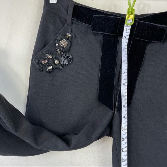 Robert Rodriguez Black Crop Ankle Dress Pants Embellished Embroidered Velvet 6 - Picture 12 of 14